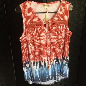 Red, white, & Blue tie dye tank top